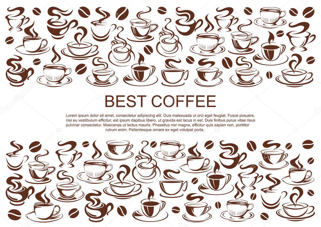 Vector coffeehouse cafe poster of coffee cups