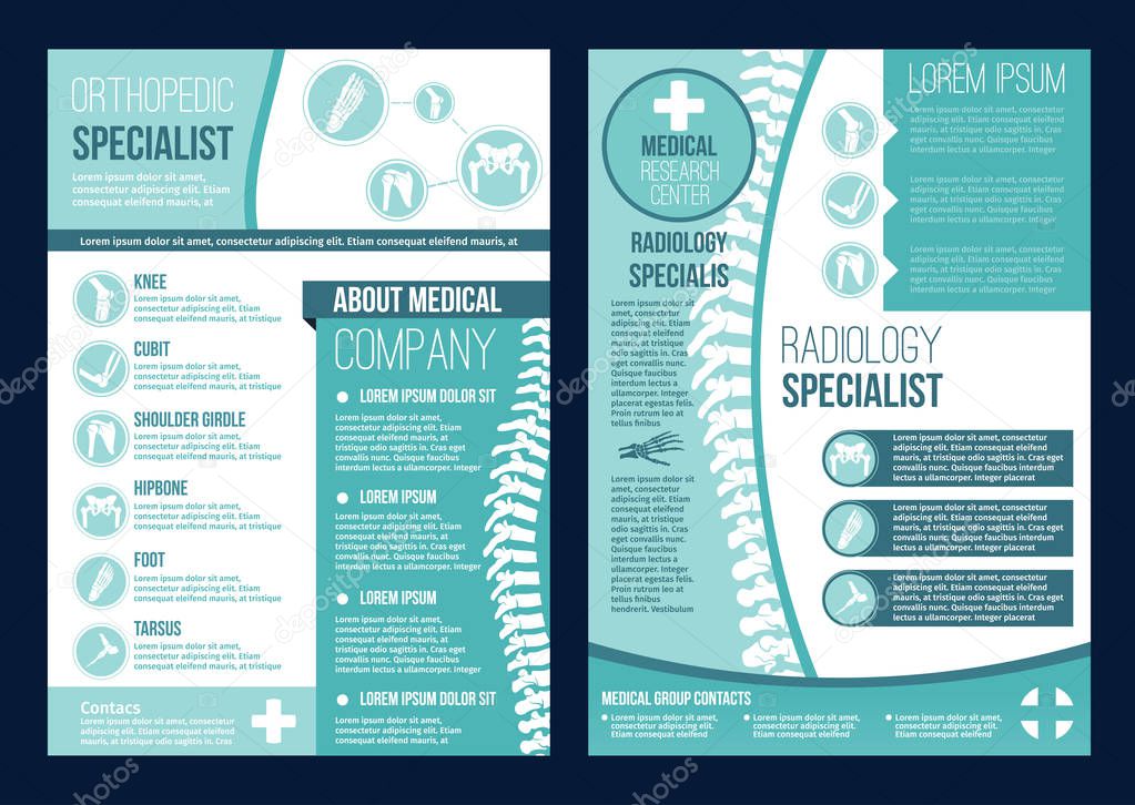 Vector brochure for orthopedics health center