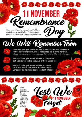 11 Kasım haşhaş anma günü vektör poster