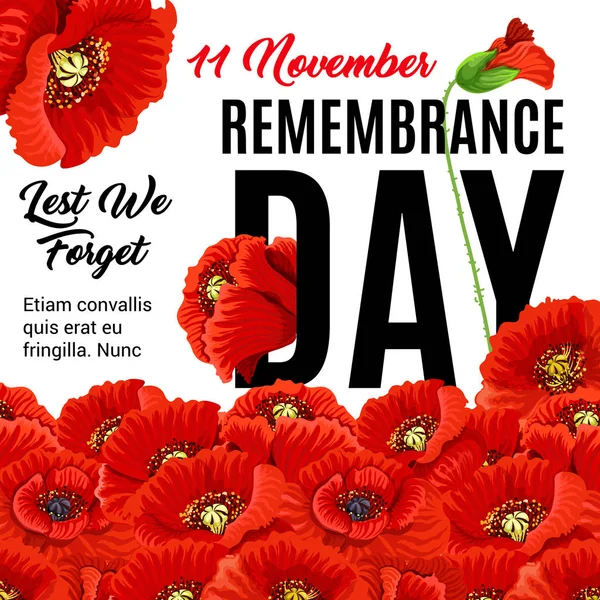 Remembrance day creative poster — Stock Vector