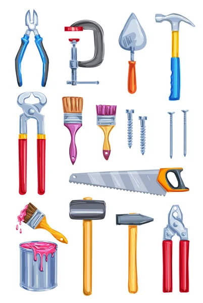 Akvarelu pracovní nástroj domů opravy nástroj — Stockový vektor
