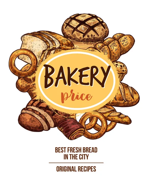 Bakkerij winkel banner met brood en banket product — Stockvector
