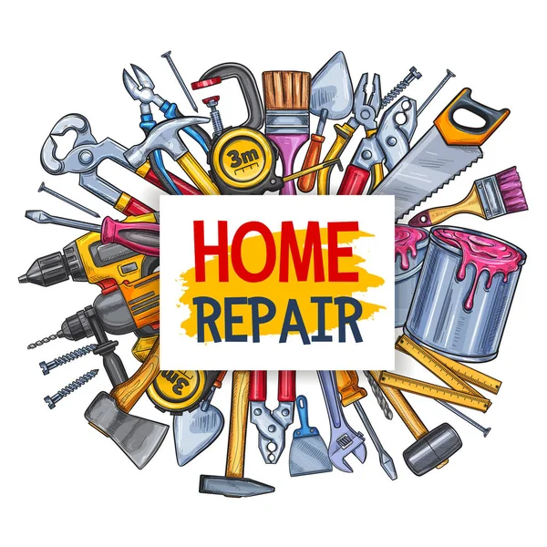 Home Reparatie gereedschap poster voor conctruction ontwerp — Stockvector
