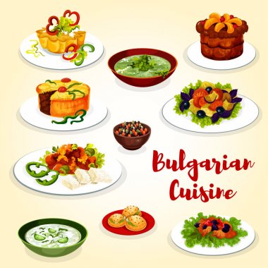 Bulgar mutfağı simgesi tatlı ile akşam yemeği yemek