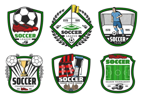 足球或足球运动联盟冠军标签 — 图库矢量图片