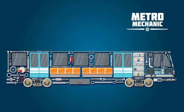 地铁列车部件图标的地铁机械概念 — 图库矢量图片