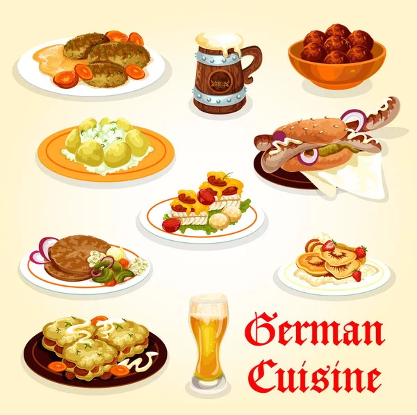 Icône de la cuisine allemande pour Oktoberfest menu design — Image vectorielle