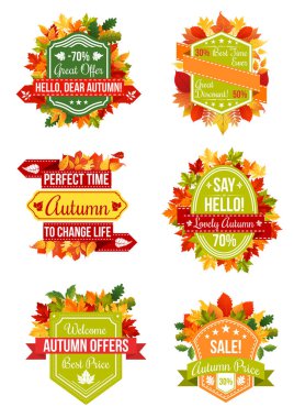 Sonbahar satış etiket ve promosyon rozet küme düşme