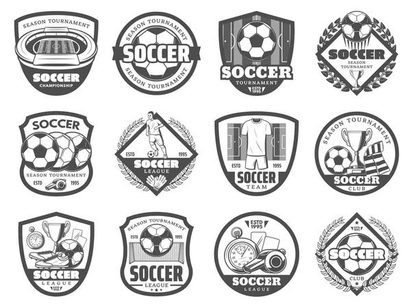 Voetbal of soccer league heraldische schild badge — Stockvector