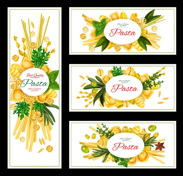 Pasta with spices banner for italian food design — Stock Vector