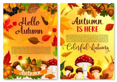 Sonbahar Merhaba düşüş mevsimsel vektör tebrik kartı