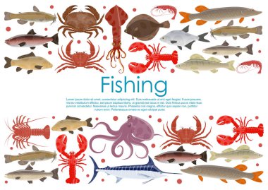 Vector seafood fishing poster of fresh fish vector Vector seafood fishing poster of fresh fish vector