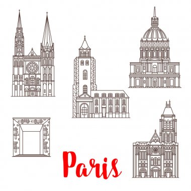 Paris seyahat yerler binalar satır simgeler vektör