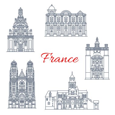 France travel landmarks vector buildings icons clipart