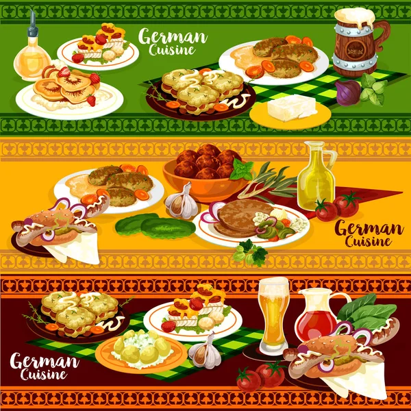 Banner de restaurante de cocina alemana para Oktoberfest — Vector de stock
