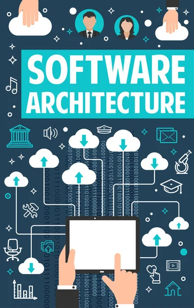 Cartel de tecnología de software de nube de Internet vectorial — Archivo Imágenes Vectoriales