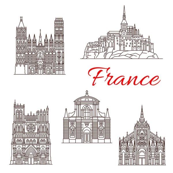 Fransa seyahat yerler binalar simgeler vektör — Stok Vektör