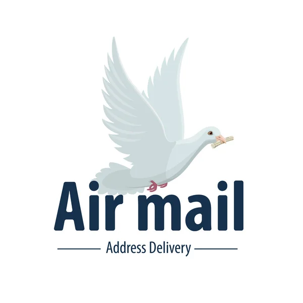 Paloma pájaro correo aéreo entrega vector icono — Vector de stock
