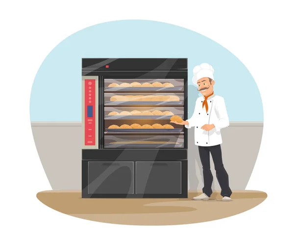 Düz tasarım vektör ekmek ve baker Shop — Stok Vektör