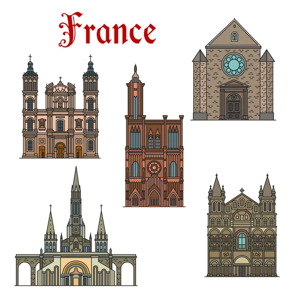 Francia viajes monumentos vector edificios iconos — Vector de stock