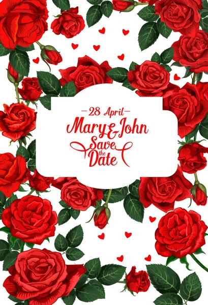 Λουλούδια διάνυσμα για Αποθήκευση καρτέλα ημερομηνία γάμου — Διανυσματικό Αρχείο