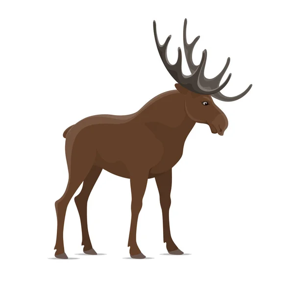 Elk moose vektor hewan liar terisolasi ikon - Stok Vektor