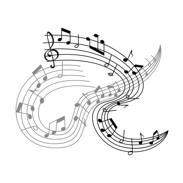 Vector music poster or musical notes staff icon — Stock Vector