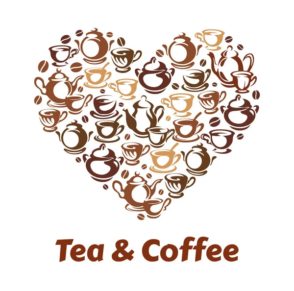 Για τσάι και καφέ διάνυσμα αφίσα για καφενείο καφετέρια — Διανυσματικό Αρχείο