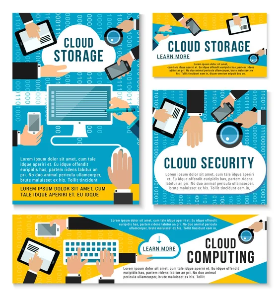 Wektor internet cloud storage technologii plakaty — Wektor stockowy