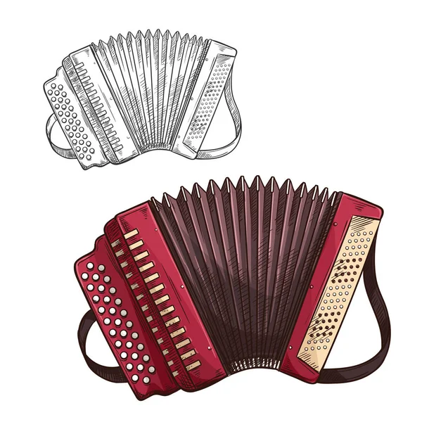 Vector schets accordeon muzikale insturment pictogram — Stockvector