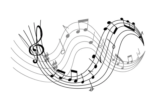 Vector con ondas de notas musicales — Archivo Imágenes Vectoriales