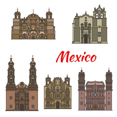 Travel landmark of mexican tousrist sights icon clipart