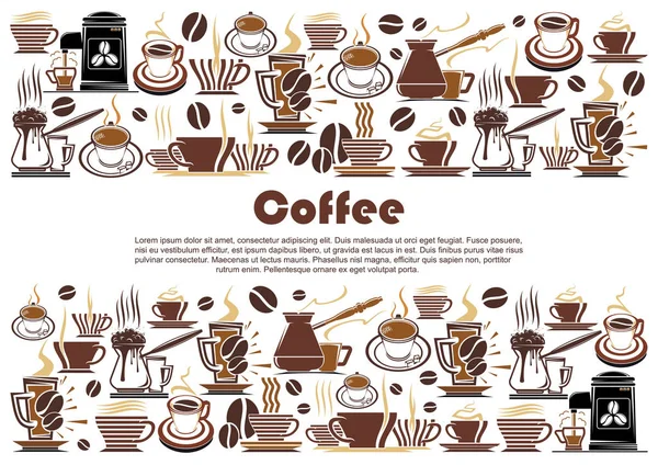 Bannière café avec boisson chaude et bordure de boisson — Image vectorielle