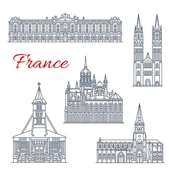 法国旅游地标薄线图标设计 — 图库矢量图片