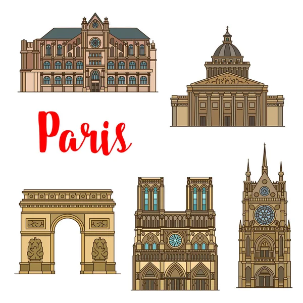 French travel landmark icon of Paris tourist sight — Stock Vector