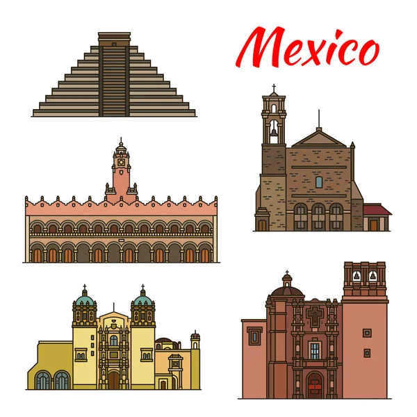 Travel landmark of Mexico and North America icon — Stock Vector