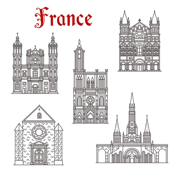 프랑스 여행 랜드마크 아이콘 종교적인 건물의 — 스톡 벡터