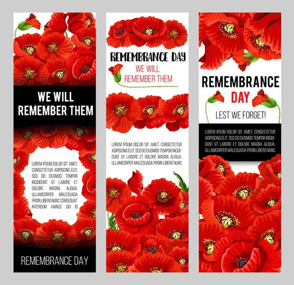 Remembrance Day poppy wreath with memorail ribbon — Stock Vector