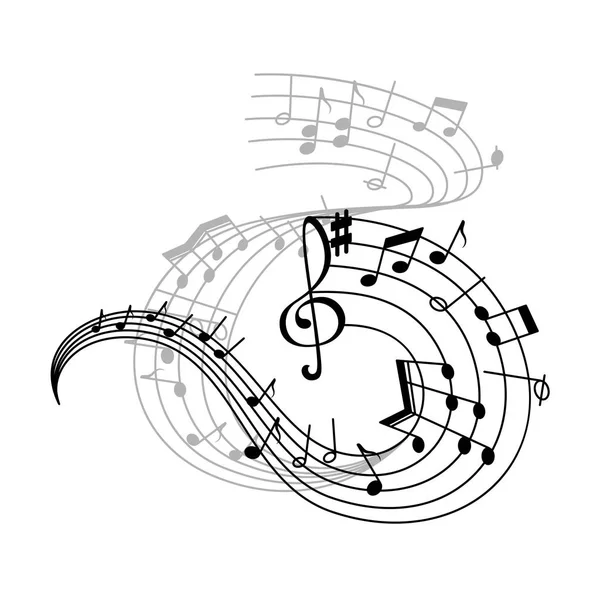 Hangjegy és a kavargó violinkulcs beüt ikon — Stock Vector