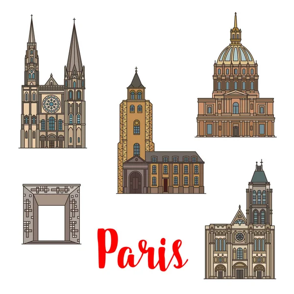 巴黎旅游地标法国建筑图标 — 图库矢量图片