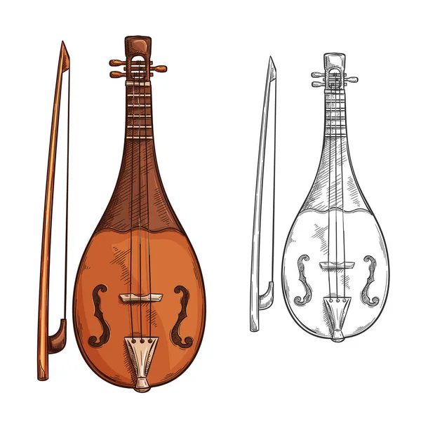 Rebec instrument de musique esquisse de la musique arabe — Image vectorielle