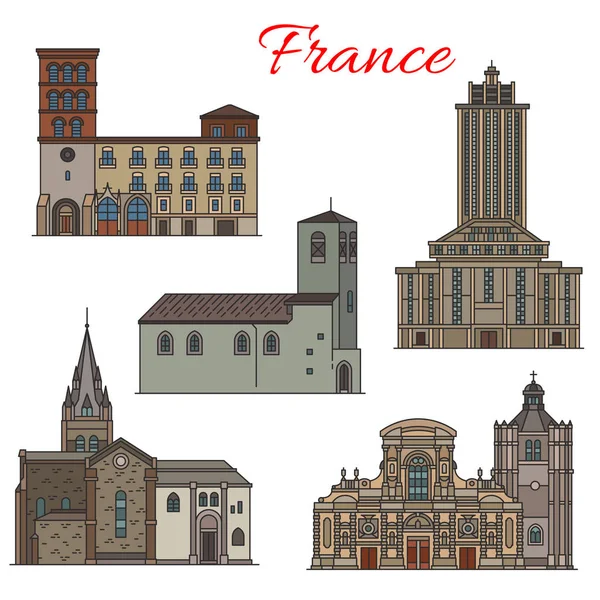 Francouzské architektury cestovní mezník tenká linie ikona — Stockový vektor