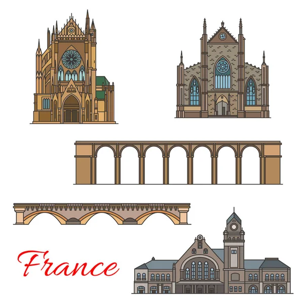 Travel landmark of France icon of old architecture — Stock Vector