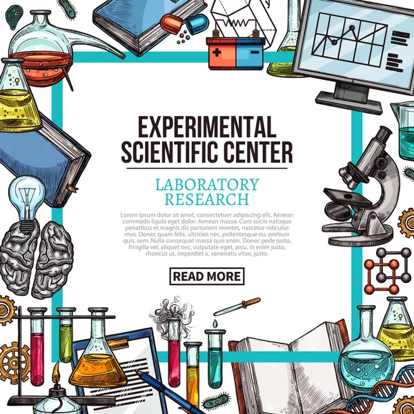 Scientific center poster with laboratory equipment — Stock Vector