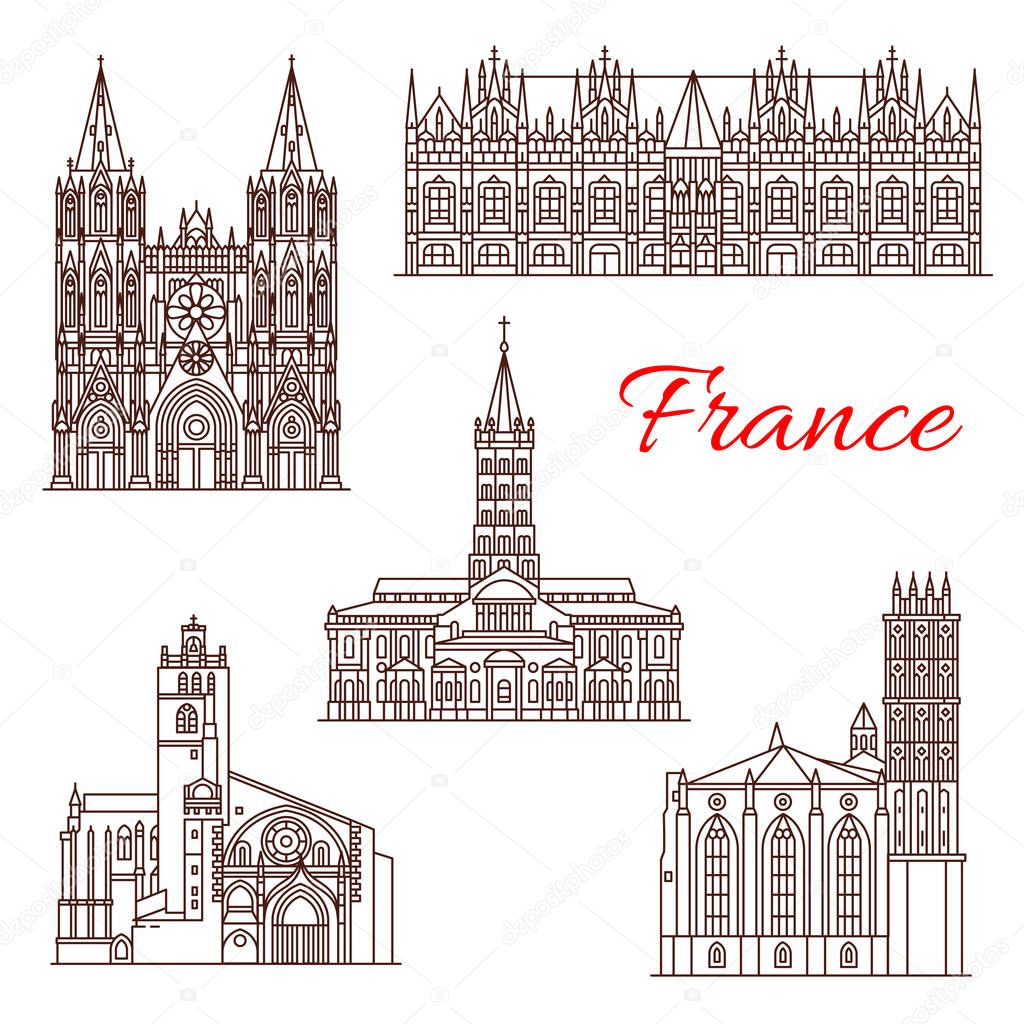 French travel landmark icon of architecture sights