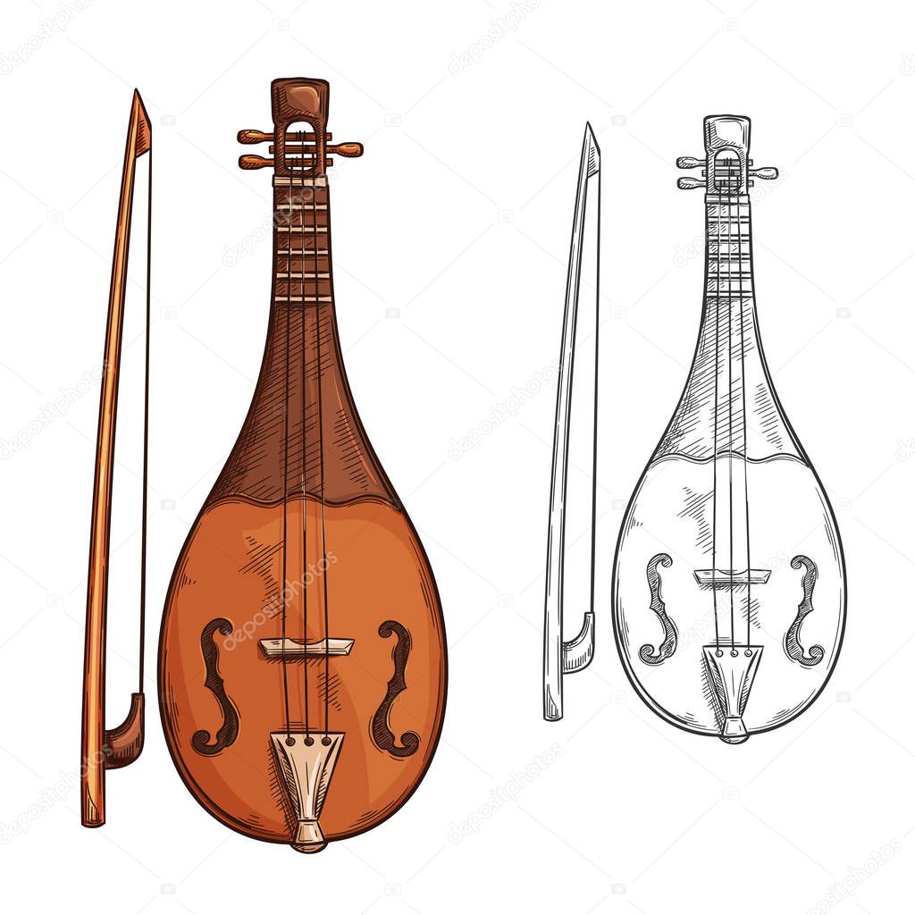 Rebec musical instrument sketch of Arab music