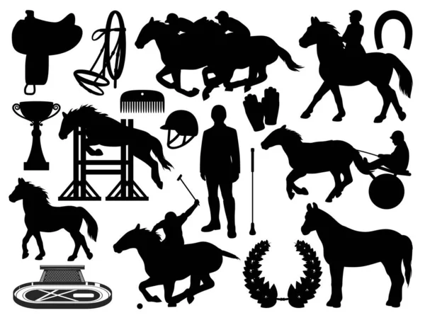 Equitazione, attrezzature sportive equestri isolato — Vettoriale Stock