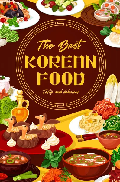 Koreaanse restaurant menu te dekken voedsel van Korea keuken — Stockvector