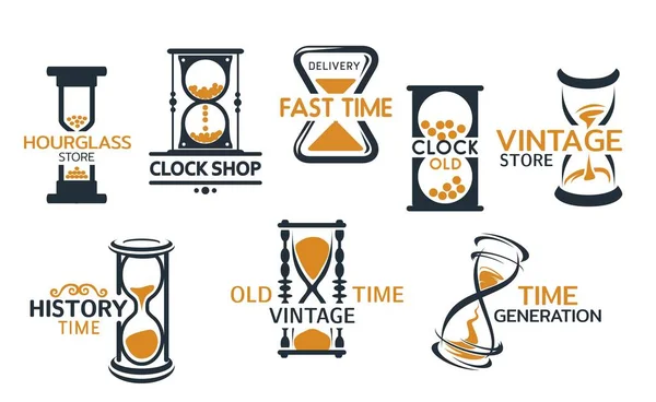 Sandglas och timglas butik ikoner — Stock vektor