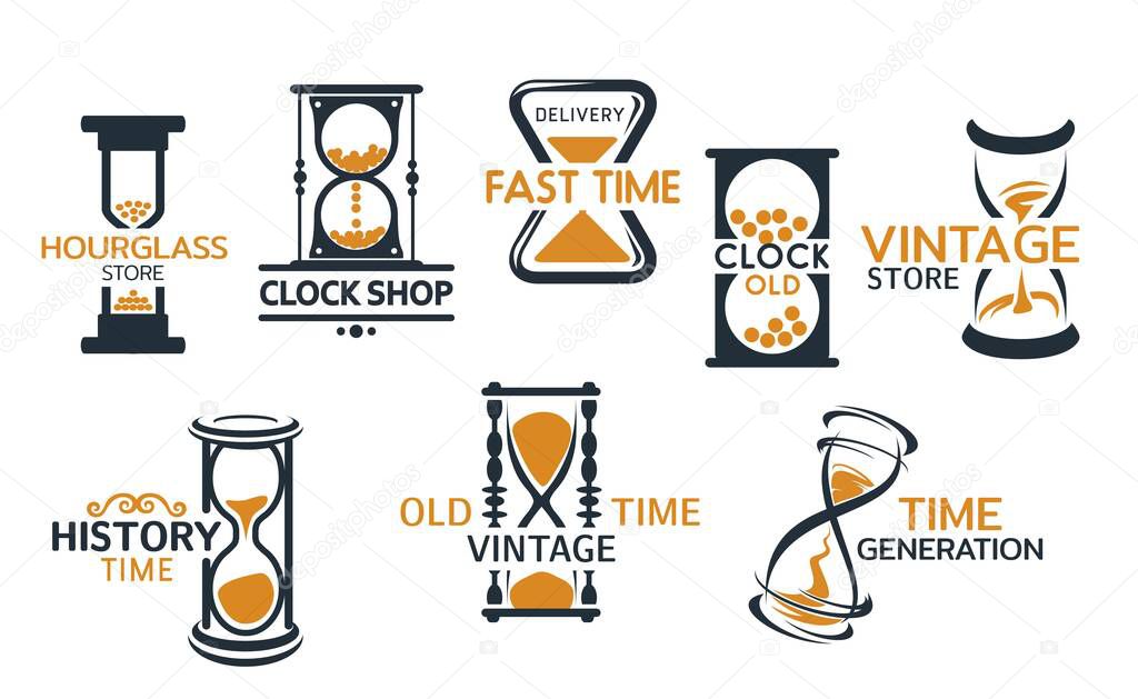 Sandglass and hourglass store icons